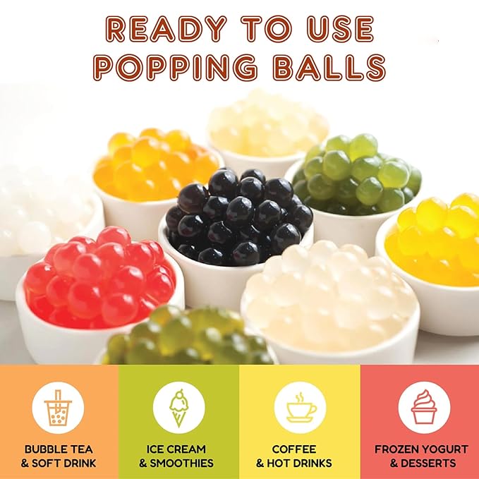 Fanale Strawberry Mango Popping Boba Pearls, Vegan, Non GMO, Gluten Free, Fat Free, Perfect for Bubble Tea, Smoothies, Ice Cream, Desserts, and Beverage 2 lb (1 lb X 2).