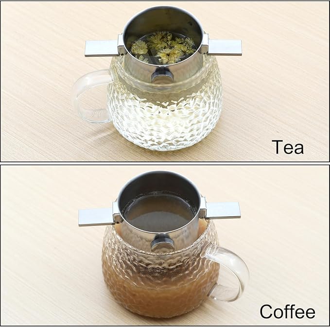 Collapsible Coffee Filter-Stainless Steel Camping Coffee Filter-Reusable Paperless Coffee Filter Canister Coffee Dripper-Coffee Filter Holder for Carrying Around While Camping
