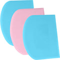 SURDOCA Dough Bench Scraper - 3P 7.1x4.9" Plastic Flexible Bowl Scraper, Sharp Edge & Angles Cake Scraper. Non-Slip Bakeware Decorating Tools Sculpting & Modeling Tools - Blue+Pink+Blue