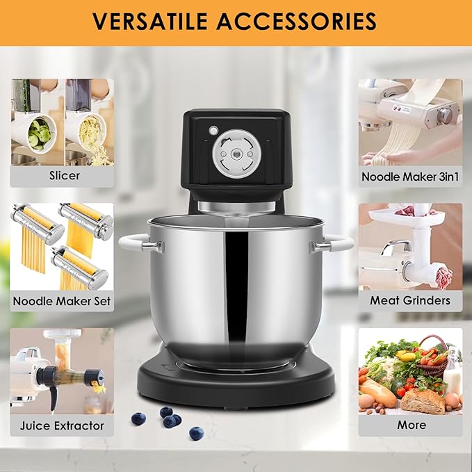ZACME 7.4QT Household Stand Mixer 800W with Aluminum Die Casting Mixers Kitchen Electric Stand Mixer Metal Dough Mixer with Stainless Steel 7L Bowl, Dough Hook, Whisk and Beater