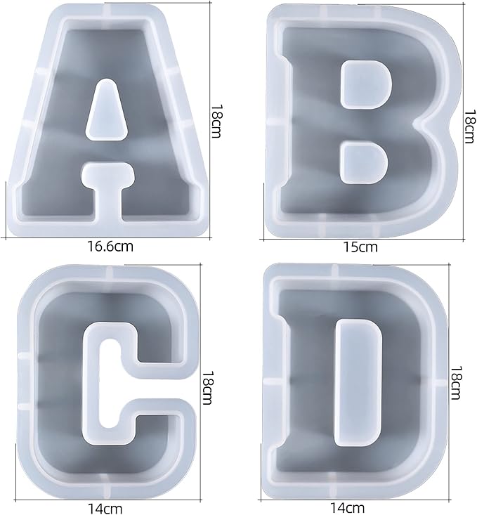 ESEDAGE 7 Inch Letter Resin Mold - 26 Pack English Alphabet Mold for Resin Casting & Soap Making