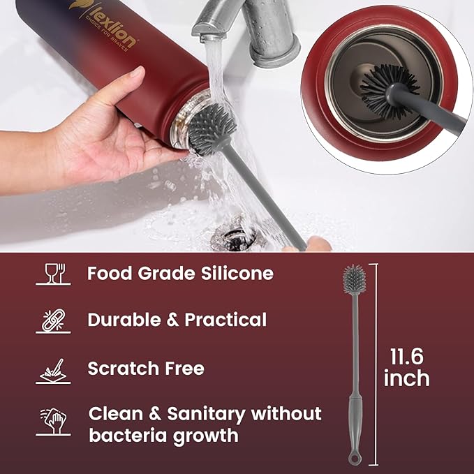 Lexlion 22 Oz Fruit Infuser Water Bottle - Triple Walled Insulated Stainless Steel, Thermal Leaf Infuser, Silicone Sleeve, 3 Leakproof Lids, Metal Mug Gallon