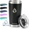 20 oz Coffee Tumbler - Insulated Stainless Steel Travel Mug for Hot/Cold, Spill Proof with BPA-Free Detachable Lid, Coffee Cup Fits Most Car holder, Includes Chic Stickers, Magic Black