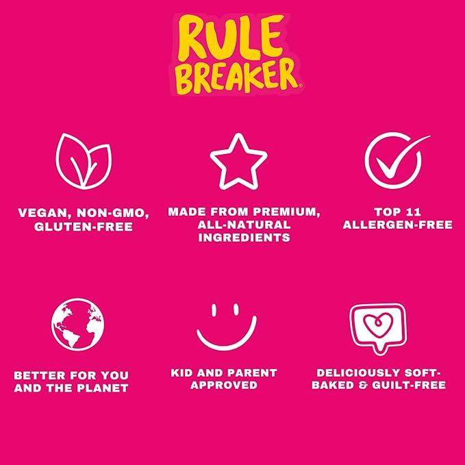 Rule Breaker Vegan & Gluten-Free Cookies | Chocolate Brownie Bites | Plant-Based, Dairy, Nut, Soy, Allergen Free, Kosher | Soft-Baked School Snacks for Kids & Adults | Better-For-You Bites (Pack of 6)