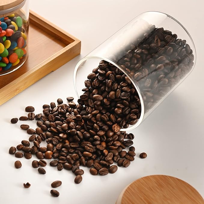 umieo Glass Food Storage Containers with Lids, Small Storage Containers 27oz Set of 2, Glass Storage Jars with Airtight Lids for, Flour, Rice, Nuts, Candy, Coffee, Beans