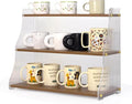 Coffee Mug Holder Wooden Cup Station Organizer 3 Tier Cup Holder for Coffee Bar Mug Display Rack for Countertop Mug Holder Shelf for Home Kitchen Trapezium-Nutbrown