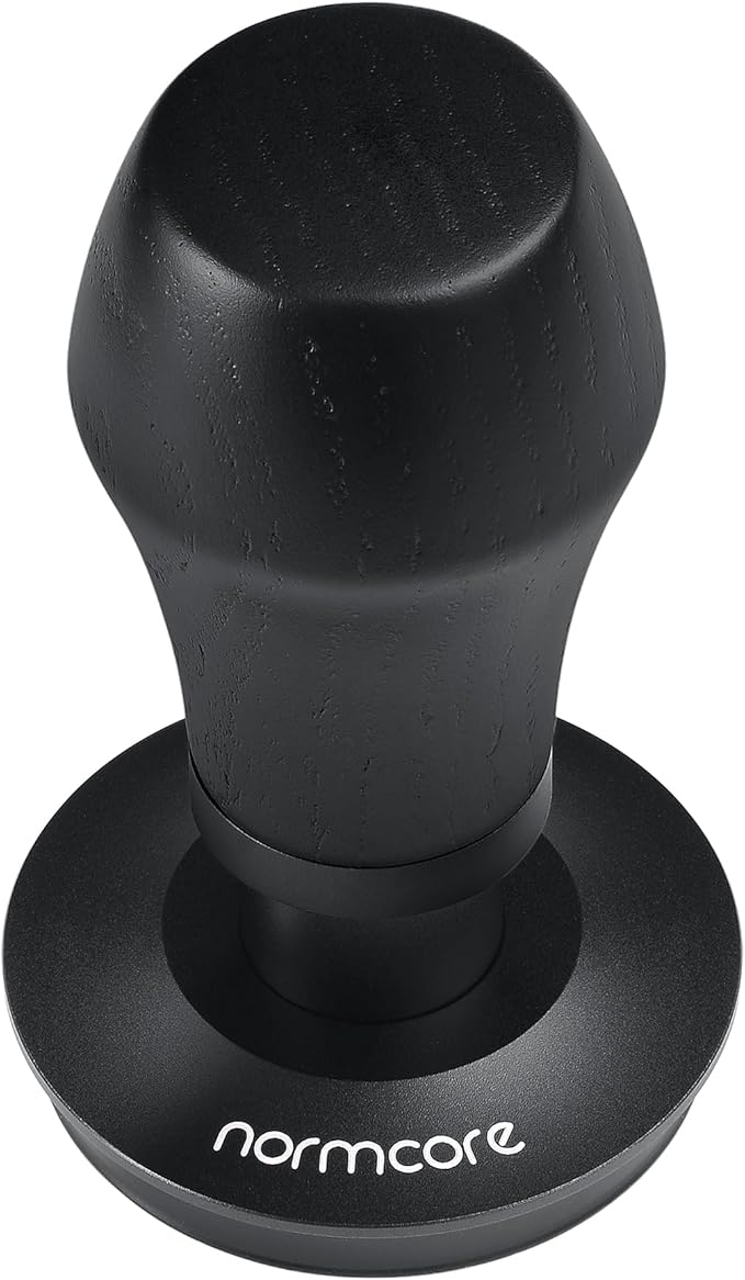 Normcore 53.3mm Espresso Coffee Tamper V4 - Spring Loaded Tamper With Titanium PVD Coating Ripple Base -15lb / 25lb / 30lbs Replacement Springs, Genuine Black Oak Wood Handle