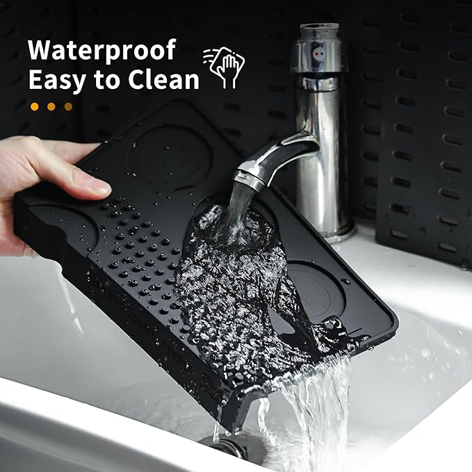 Espresso Tamping Mat for Counter - Ultra Thick Silicone Tamper Mat Coffee Bar Mat, 9.6''×5.9'' Espresso Mat for Countertops,Fits for Baristas Home Kitchen Bar, Waterproof
