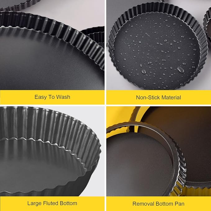8 Inch Tart Pan Fluted Fruit Pie Pans With Removable Base Nonstick Coating Tarts Molds for Baking Supply For Pizza Tartlet Cake Quiche