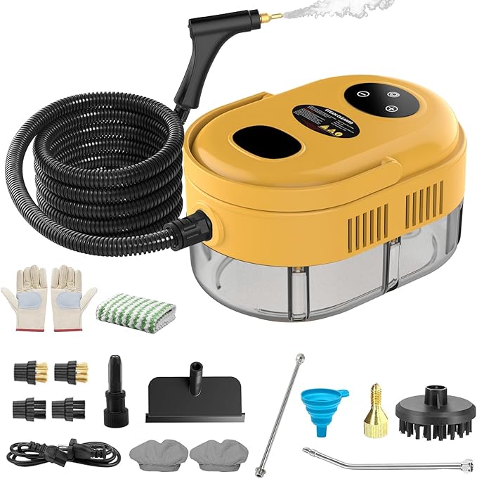 Steam Cleaner with 3-Level Adjustable Handle, 10s Fast Heat-Up, 2500W Pressurized Steamer for Home Cleaning, Handheld Steam Cleaner for Grout, Tile, Couch, Car, Grease, 41oz Tank