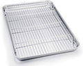 TeamFar Baking Sheet with Cooling Rack, Stainless Steel Half Size Cookie Sheet Pan and Baking Rack Set, 20’’×14’’×1’’, Non Toxic & Rust Free, Thick & Heavy Duty, Mirror Finish & Dishwasher Safe