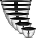 YIHONG 7 Piece Metal Mixing Bowls with Lids for Kitchen, Stainless Steel Set Ideal for Baking, Prepping, Cooking and Serving Food, Nesting Design for Space Saving Storage(Black)