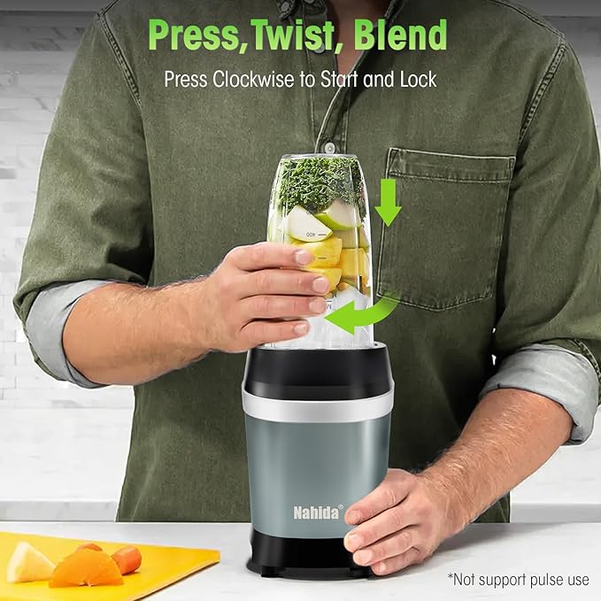 Nahida Blender for Smoothies, 1200W Smoothie Blender for Ices Crushing, Blenders with (2) 6-Fin Blades, Personal Blenders for Kitchen with 23oz, 32oz, 37oz Easy Go Cups for Juices,1200W, Blue