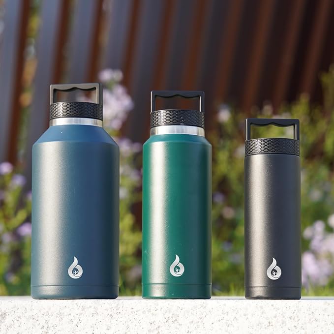 BJPKPK Insulated Water Bottles, Dishwasher Safe 36 oz Water Bottle with Handle, Leakproof BPA Free Water Jug, Stainless Steel Thermos for Sports, Army Green