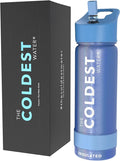Coldest Insulated Water Bottle with Straw Lid - Stainless Steel Metal Insulated Bottle for Men & Women (Galactic Blue Glitter, 18 oz)