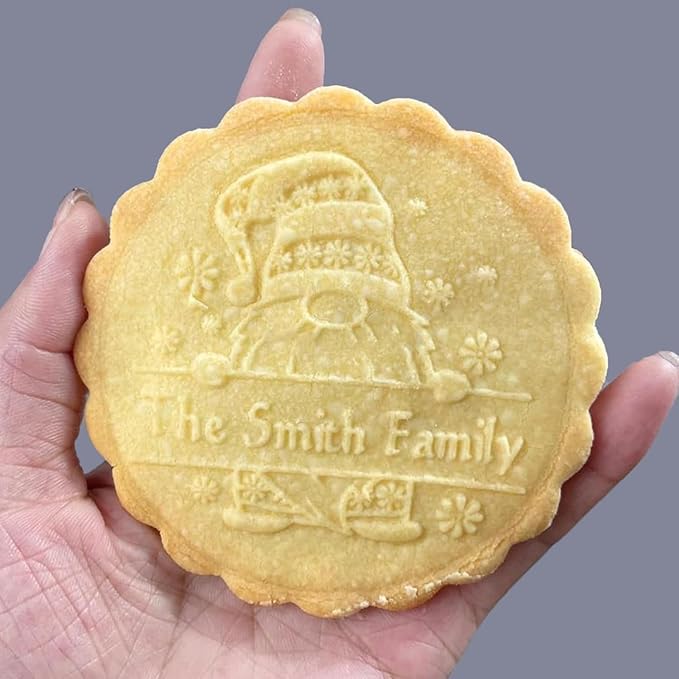 2025 Personalized Christmas Cookie Stamp Unique 3D Embossed Design Fun Tool for Baking Art (E)