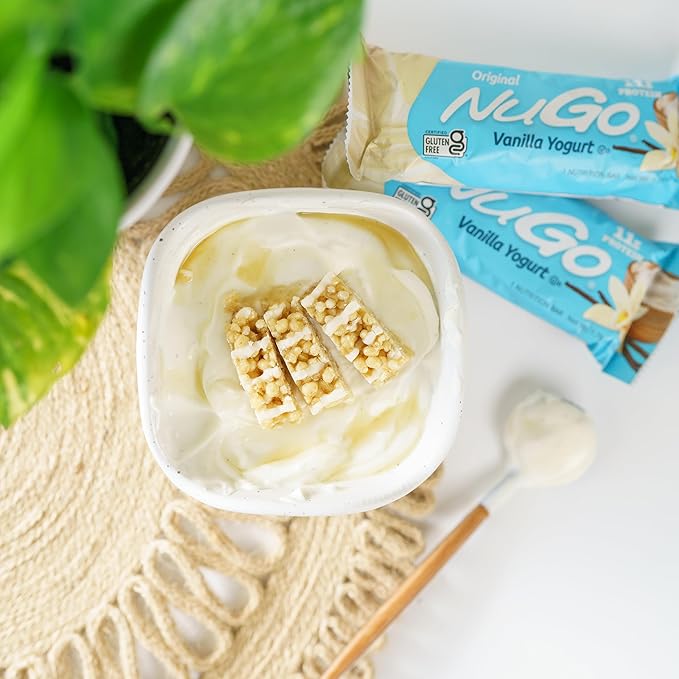 NuGo Protein Bar, NEW! Dulce De Leche 15 bars & Vanilla 15 bars, 11-15g Protein, Gluten Free, 30 Count