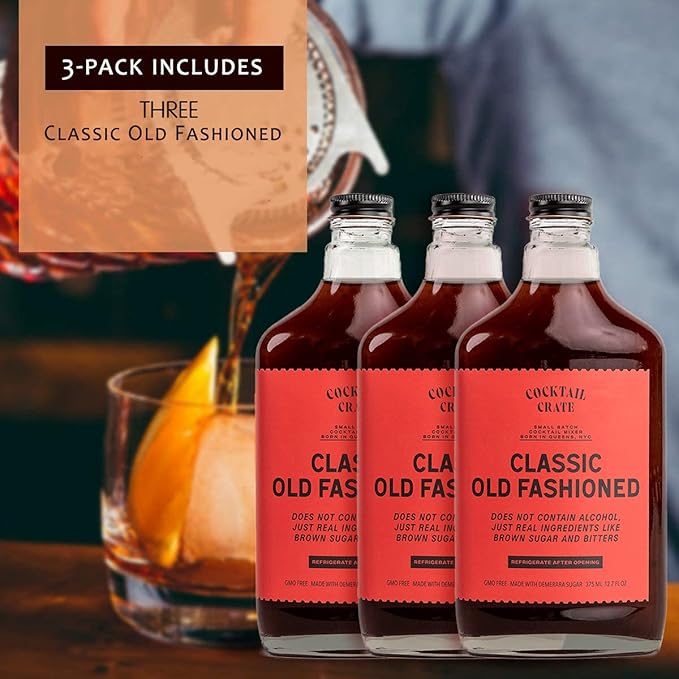 Cocktail Crate Old Fashioned Drink Mixer | Makes 34 Cocktails | Award-Winning Mixer for Classic Old Fashioned | Premium Syrup Handcrafted with Aromatic Bitters & Demerara Sugar | 12.7oz, 2 pack