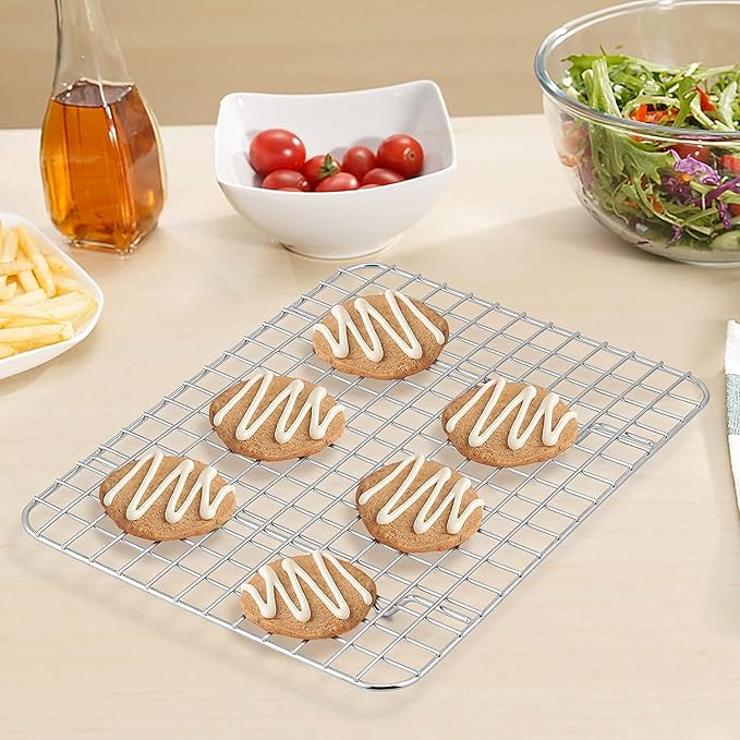 Stainless Steel Cooling Rack Size -Medium, 10 x 15 Inches, Dishwasher-Safe, Oven Safe, Cookie Cooling Racks for Baking & Cooking - Pack of 6