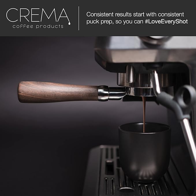 Crema Coffee Products 53.3mm Hand Tamper & Coffee Distributor | Compatible Compatible with Breville Portafilters| Double-Sided, Adjustable Depth Tool | Made with Durable 304 Stainless Steel | Black