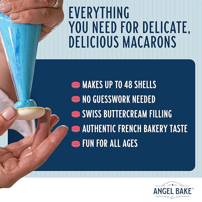 French Macaron Baking Mix Kit with Swiss Buttercream Filling - Makes 48 Shells Depends on Pastry Size - Gluten-Free and Delicious Pastries - Single Step - Perfect for Beginners & Expert Bakers