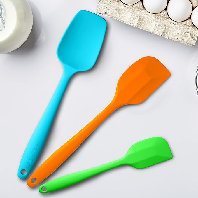 Silicone Spatula 3-piece Set, Ergonomic Handle High Heat-Resistant Spatulas, Non-stick Rubber Spatulas with Stainless Steel Core