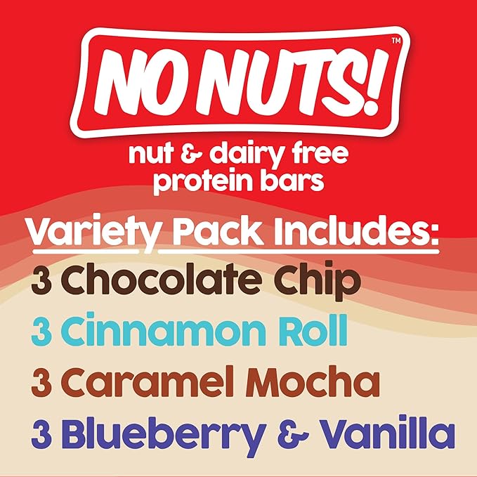 No Nuts! Protein Bar Variety Pack – 12 Count | 100% Nut-Free, Dairy-Free, Vegan, Organic, Kosher, Egg-Free, Non-GMO Energy Snack Bars