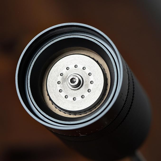 Manual Coffee Grinder With External Adjustable Stainless Steel Reticulate Pattern Hand Coffee Grinder, Suitable use for Various Places Such as Home Kitchens,Restaurants, Travel Etc. Grey.