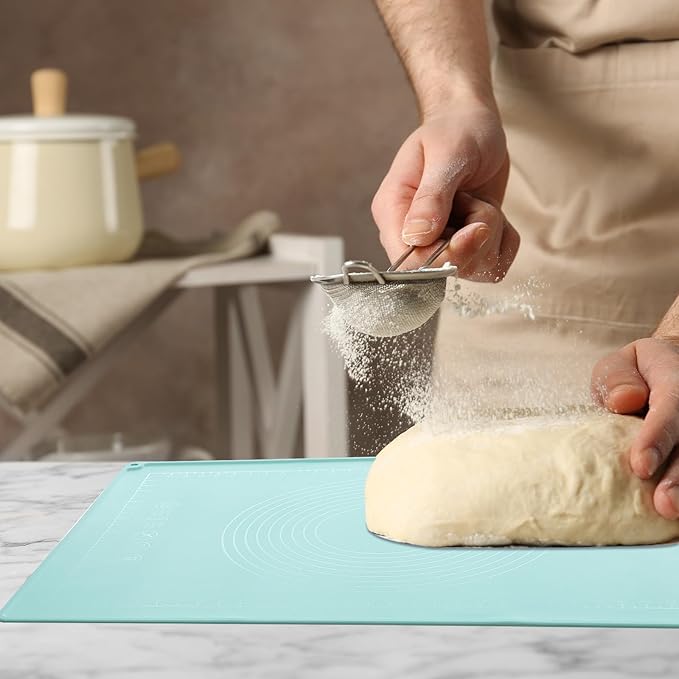 uxcell Silicone Pastry Mat, 19.7" x 15.8" Silicone Baking Mat with Measurements, Non-Stick Dough Rolling Mat for Making Pastry Cookies Bread Pizza Purple