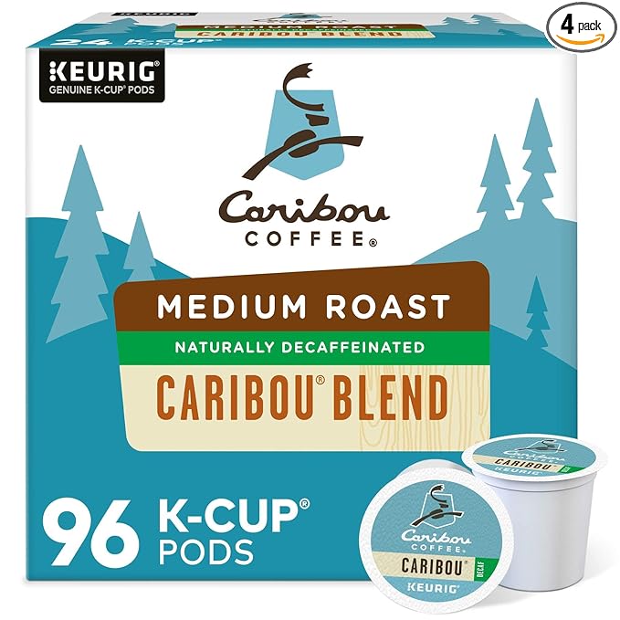 Caribou Coffee Caribou Blend Decaf Keurig Single-Serve K-Cup Pods, Medium Roast Coffee, 96 Count (Pack of 4)