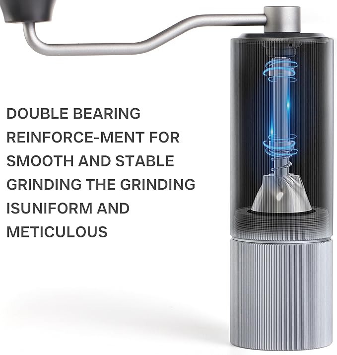 Mini Manual Coffee Grinder, 40 Adjustable Settings, Portable Hand Mill with 30g Capacity, Conical Burr for Espresso, Pour Over, Travel, Camping, Office (Gray)