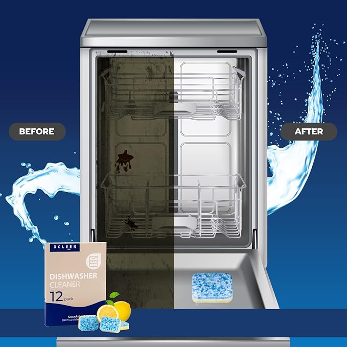 Dishwasher Cleaner and Deodorizer Tablet - Helps Remove Limescale, Mineral Buildup and Odor - Formulated to Clean Inside all Machines - 12 Cleaner Tablets…