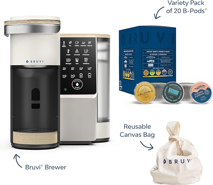 The Bundle | Single-Serve Coffee System | Includes 20 Coffee and Espresso B-Pods Coffee Brewer
