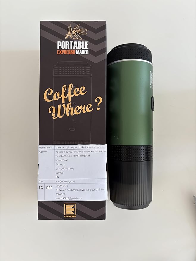 Portable Electric Espresso Machine, Car Coffee Maker for Travel Camping, Battery Powered Coffee Brewer Compatible with Ground Coffee & NS Capsules, Green