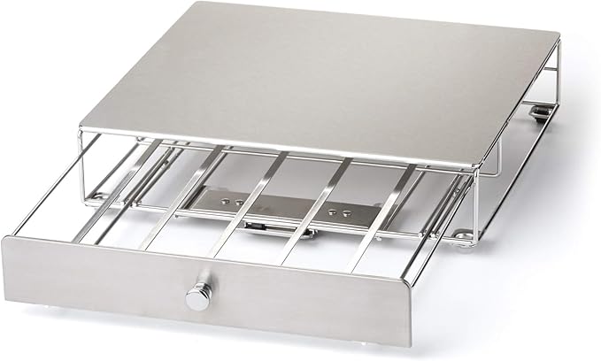 Nifty Coffee Pod Drawer – Stainless-Steel, Compatible with K-Cups, 36 Pod Pack Holder, Rolling Drawer, Under Coffee Pot Storage Sliding Drawer, Home Kitchen Counter Organizer