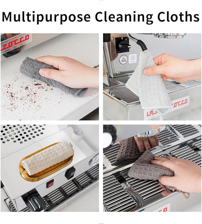 watchget Barista Micro Cloth 10 Pack, Microfiber Barista Cleaning Towels Microfiber Waffle Weave Kitchen Dish Cloth Coffee Bar Towel Coffee Machine Cleaning Cloth, Khaki(12"x12")