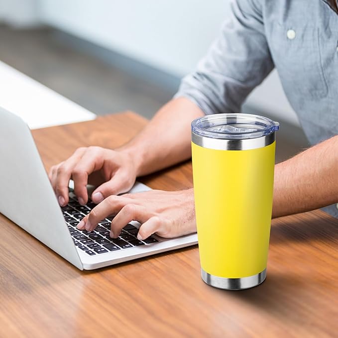20oz Tumbler with Straw and Brush, Stainless Steel Vacuum Insulated tumbler, Double Wall Insulated Coffee Tumbler for Outdoor, Home, Travel,Office (Buff,4pcs)