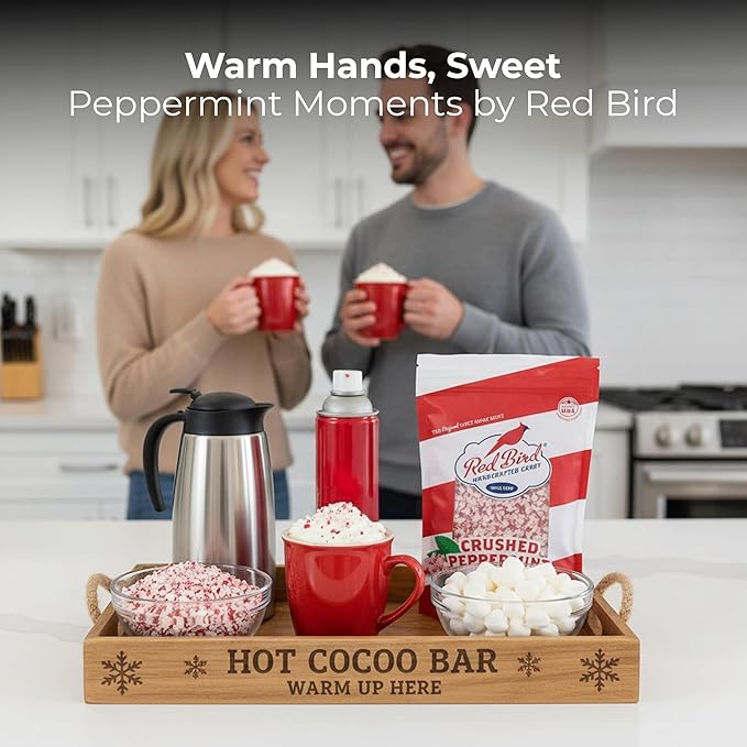 Red Bird Crushed Peppermint Puffs, Soft Crushed Peppermint Candy Topping for Baking, Ice Cream & Drinks, 5 lb Tub