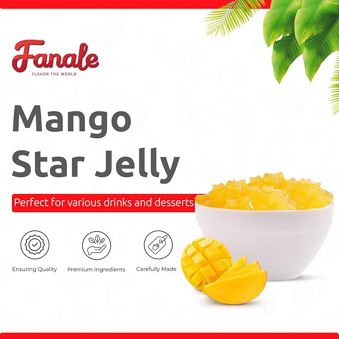 Fanale Coconut Jelly Topping nata de coco for Bubble Tea | Mango Star Jelly Topping for Boba Tea, Smoothies, Slushes, Desserts 400g(Pack Of 1)