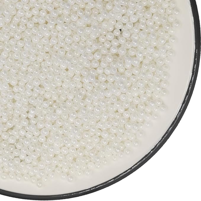 Edible White Pearl Sugar Sprinkles 3.9 oz, 4mm Candy Pearls Ideal for Baking, Cake and Cupcake Toppers, Cookie Decoration, Ice Cream Topping, Wedding Shower Valentines Halloween Christmas