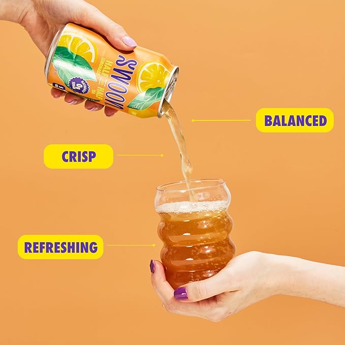 Swoon Half Unsweetened Iced Tea & Half Lemonade - Low Carb, Gluten Free, Keto & Paleo-Friendly - Natural Lemon Juice Concentrate and Organic Black Tea Sweetened by Monk Fruit and Stevia (Pack of 12)
