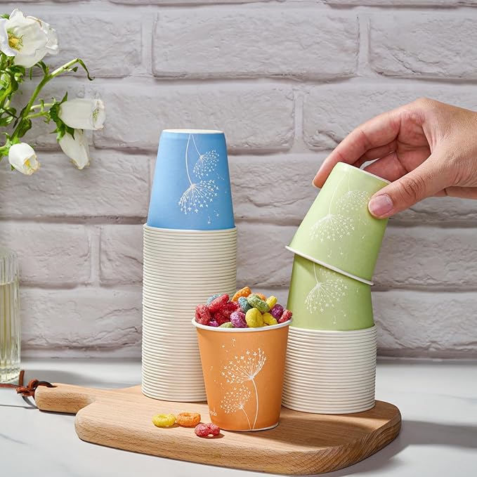 LITOPAK 1200 Pack 5 oz Paper Cups, Colorful Samll Disposable Paper Bathroom Cups for Parties, Travel, and Events