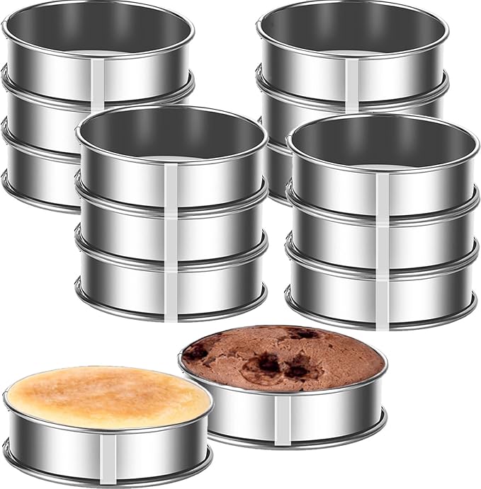 12packs Crumpet Rings 4 Inch English Muffin Rings Stainless Steel Double Rolled Nonstick Metal Round Tart Ring Molds for Cookie Cooking Baking