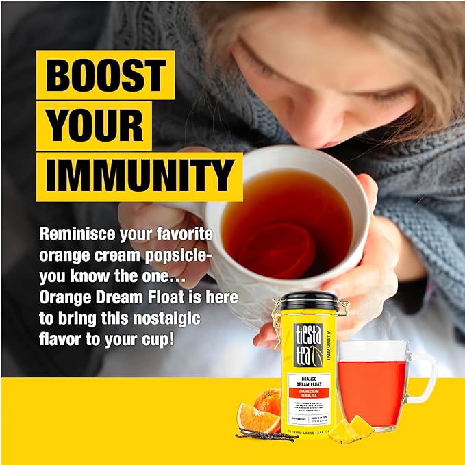 Tiesta Tea - Orange Dream Float Tea, Loose Leaf, Orange Cream Herbal Tea, Premium Caffeine-Free Tea Blend, Make Hot or Iced & Up to 50 Cups, 5 oz Refillable Tin