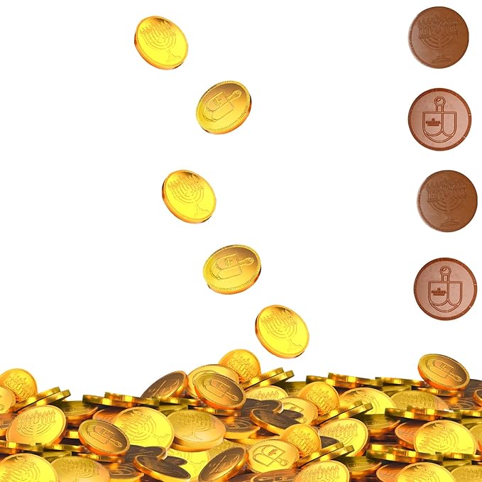 The Dreidel Company Chocolate Candy Milk 50 Chocolate Coins, Hanukkah Gelt, Gold Coins, Made with Belgian Chocolate, Gluten Free, Non GMO, Nut-Free, Kosher Certified