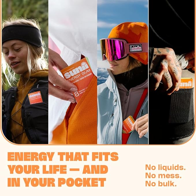 Sunii - Energy Gum - NEW Quick Boost Energy & Focus - 50mg Caffeine Gum -Vitamins B6 & B12, Taurine, Vegan, No Sugar, Zero Calorie, Fresh Mint Taste - Faster than Chews, Drinks, Gels & Pills (96pcs)