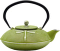 Cast Iron Teapot,SECHUDO Tea Kettle Coated with Enameled Interior for Loose Tea,Cast Iron Teapot with Stainless Steel Infuser for Stovetop Safe (27.1oz Flat Dragonfly Pattern)
