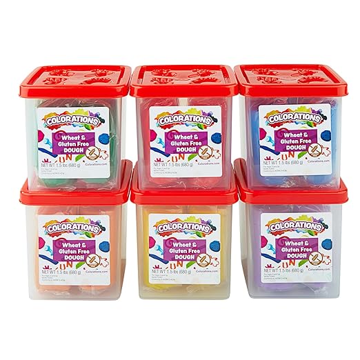Colorations Wheat & Gluten Free Dough, 6 Classic Colors, ea 1.5 lb | Non-Toxic, Play Dough, Bulk Set, Sensory Kit, Party Favors, Classroom Pack