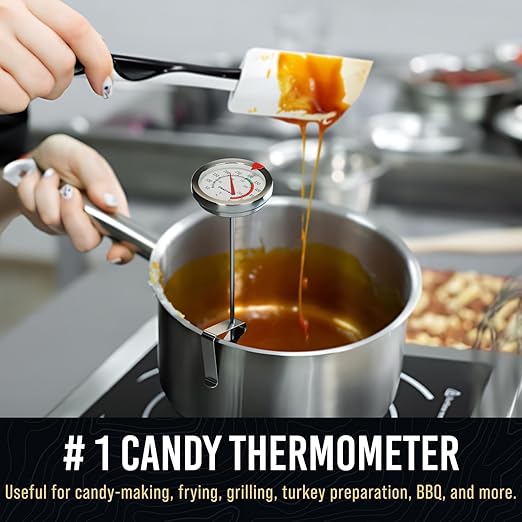 Candy Thermometer with Pot Clip - Deep Fry Oil Thermometer for Frying and Candle Making