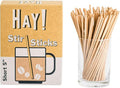 HAY! Stir, Natural coffee stir sticks, fully compostable made from wheat stems, our stir sticks are ideal for hot and cold beverages, 5’' pack of 500